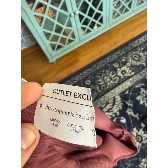 CJ BANKS Exclusive Open Cardigan Stripped Gray and Pink Sweater - Picture 5 of 7